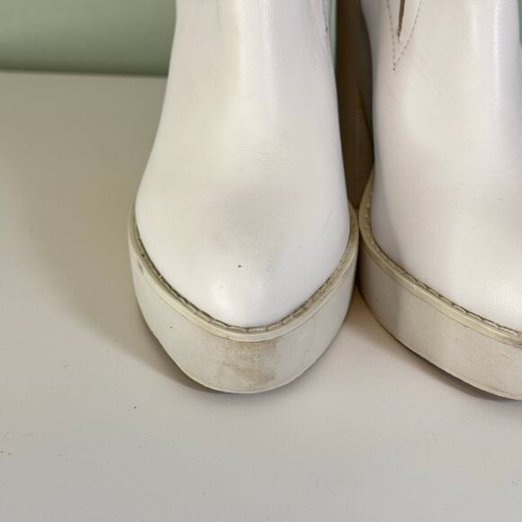 Windsor Smith POP Platform Womens 7 White Leather Block Heel Ankle Buckle Almond - Picture 9 of 14